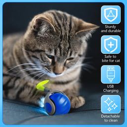 yousheme Speedy Tail 2.0,Speedy Tail Cat Toy,Smart Interactive Cat Ball Toy for Indoor Cats with 3 Tails 2 Speeds,Obstacle Avoidance Smart Cat Toys for Keep Them Busy for Small/Medium/Large Cats (Blue) image 4