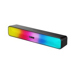 Portronics Radian 16W Bluetooth Stereo Soundbar with Multicolour LED Lights, in-Built FM Radio, Built in Mic, Aux in 3.5mm, Micro SD Slot(Black) image 1