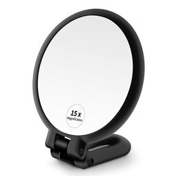 click charm Foldable Handheld Makeup Mirror with Magnification, Mirror for Desk Make Up, Magnifying Hand Held Mirror, Double Side Folding Hand Mirror for Women Adjustable Handle image 1