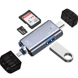 kinsound 6 in 1 SD & TF Card Reader with Type-C, USB & Micro USB Ports, Portable Memory Card Reader Compatible with TF, SD, SDHC, SDXC, MMC, RS-MMC, Micro SDXC for Computer & Android Phone image 1