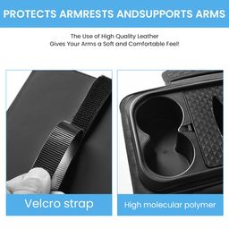 STHIRA® PU Leather Armrest for Car Center Console 4-in-1 Multi-Functional Car arm Rest Cushion with Memory Foam,Dual Cup Holders,Tissue Box & Side Pocket Universal Hand Rest for 35 * 7 * 19cm image 5
