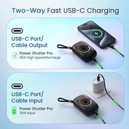 Portronics Power Shutter Pro 35W 10000mAh Super Fast Charging Powerbank with in-Built Type C PD Cable, Type C Input/Output Cable, LED Display, EV Grade Batteries, Support with Android, Apple,Tablet image 5