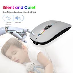 verilux Verilux® Wireless Mouse Rechargeable, [Battery Level Visible] 3 Modes 2.4G & 3.0BT & 5.0BT Bluetooth Mouse for Laptop, 1600DPI Ergonomic Silent Mouse Wireless for Laptop Mac PC iPad(Grey) image 3