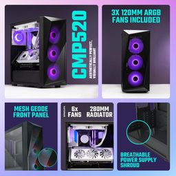 Cooler Master CMP520 Mesh Computer Case - 280mm Radiator Support | High Airflow Case | 3 x 120mm ARGB Fans Pre-Installed | Gaming Case, Black image 2
