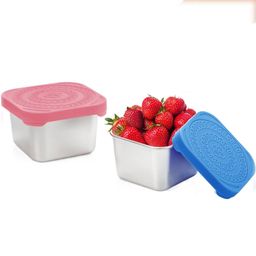 hasthip HASTHIP®2PCS Salad Dressing Container to Go, Small Stainless Steel Condiment Containers with Silicone Lids, Leakproof Reusable Dipping Sauce Cups for Lunch Box, 180ML image 1