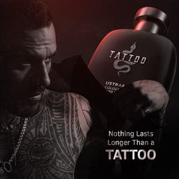 Ustraa Tattoo Cologne - 100 ml x 2 - Set of 2 Perfumes for Men (Bundle) | with a mix of spicy, woody, and citrusy notes | Ideal for night occasions | Long-lasting fragrance with no gas. image 4
