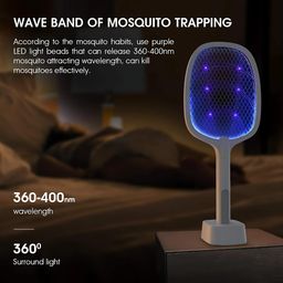 unibash 2-in-1 Mosquito Killer Racket with UV Light, Electric Fly Swatter, Type-C Charging, Base Stand image 4