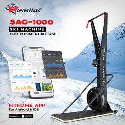PowerMax Fitness SAC-1000 Exercise SKI Machine for Commercial Gym with Floor Stand, Max User Weight-150kg, LCD Display, 10 Level Resistance and Bluetooth Application for Android & iOS image 2