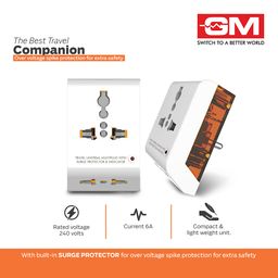 GM 3011 2 Pin Travel Universal Multi-Plug with Surge Protector & Indicator image 4