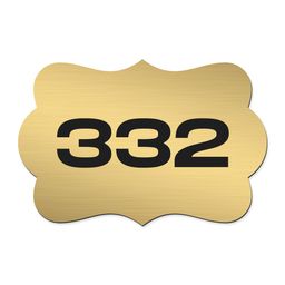 gifteeng Custom Door Numbers for Home & Office | PVC Plaques with Self-Adhesive Double-Sided Tape | 4x2.5 Inches | Flat Numbers, for Offices, Malls, Multi-Purpose Use (Des02 Gold) image 1