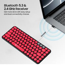 Portronics Bubble 2.0 Wireless Keyboard with Bluetooth + 2.4 GHz Receiver, Connect 3 Devices, Compact TKL Size, 10m Working Range, Function Shortcut Keys, for Laptop, PC, Smartphone, Tablet (Black) image 2