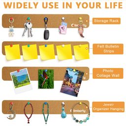 climberty 5 Pack Felt Bulletin Board, Felt Message Board with 35pcs Drawing Pins, Self-Adhesive Lightweight Bulletin Board Strips for Paste Notes, Photos, Schedules (Brown) image 4