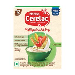 CERELAC Baby Food Cereal | No Refined Sugar | Multigrain Dal Veg for 12 to 24 Months Baby | Omega 3 Iron Protein Calcium Vitamin D for Babies | Instant Baby Food Cereal | 300g image 1