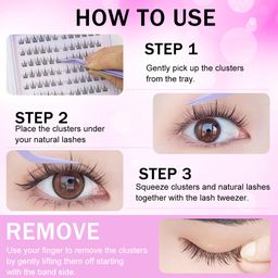 MAYCREATE® 120Pcs Self Adhesive Eyelashes, Self Adhesive Eyelash Clusters, Lash Clusters Press On Lashes Self Stick Cluster Lashes Pre Glued Eyelash Clusters with Tweezer No Glue Needed image 5