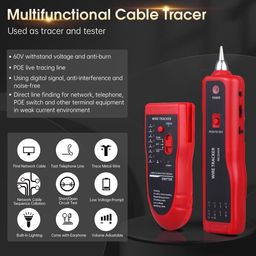 COOLCOLD Lan Tester | Wire Tracker, Tester, Cable Tracker, RJ11 RJ45 Line Finder Network Cable Tester for LAN Ethernet Cable Collation, Phone Telephone Line Tester with 2X 9V Batteries(Multicolor) image 4