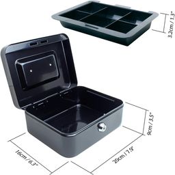 Delzon 8 Inch Petty Cash Box with Combination number Lock and Removable 5 Section Coin Tray Perfect Secure Storage for Loose Change (Black) image 3