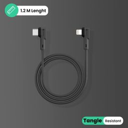 Portronics Konnect L 20W PD Quick Charge Type-C to 8-Pin USB Mobile Charging Cable, 1.2M, Tangle Resistant, Fast Data Sync(Grey) image 2
