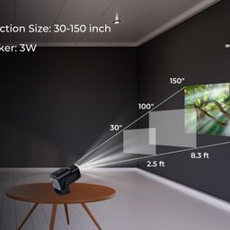 bitechkart Bit470 Mini Projector: 4K Support with 30FPS, 1080P Full Hd, 6000 Lumens, WiFi 6, Bt 5.0, Android 11 with Play Store, 3W Speaker, YouTube, Primevideo, Hotstar, Netflix, 180° Rotation-Black image 3