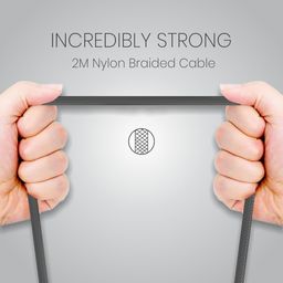 Portronics Konnect L Fast Charging 3A Type-C Cable 2 Meter with Charge & Sync Function for All Type-C Devices (Grey) image 2