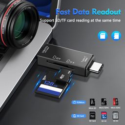 Kinsound 6 in 1 SD & TF Card Reader with Type-C, USB & Micro USB Ports, Portable Memory Card Reader Compatible with TF, SD, SDHC, SDXC, MMC, RS-MMC, Micro SDXC for Computer & Android Phone image 2