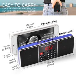 PRUNUS J-288 Portable AM FM Radio with Bluetooth Speaker, Sleep Timer, Power-Saving Display, Ultra-Long Antenna, AUX Input & USB Disk & TF Card MP3 Player（Blue） image 2