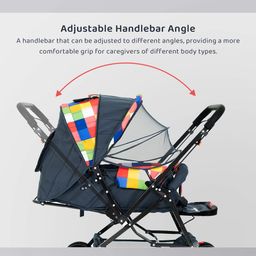 StarAndDaisy Stroller for Baby Boy & Girl 0 to 3 Years / Baby Stroller with Lightweight / Foldable Pram for Baby with 3-Point Safety Harness, Adjustable Backrest, 360° Swivel Wheel, Large Storage, Reversible Handlebar, Extended Mosquito Net (Vibgyor) image 4