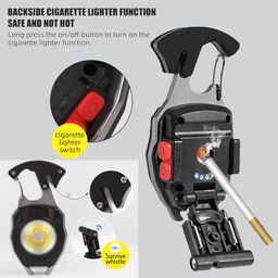ezolife COB Keychain Work Light Keychain Flashlights 7 Light Modes 1600Lumen,portable usb rechargeable cob work light Emergency Light with Folding Bracket Bottle Opener and Magnet Base,Camping and Walking image 5