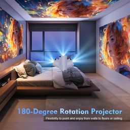 astarama Mini Projector,Hy300 Pro Smart Projector,4K Projector With Wifi 6 And Bluetooth 5,Portable Projector With Android 11,Automatic Keystone Correction,180 Degree,130 Inch Display image 3