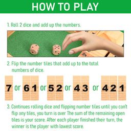 Clapjoy Shut The Box Dice Game for Kids & Adults [4 Sided Large Wooden Board Game, 2 Dice + Repeat Scorecard Usage] Educational Math Learning Toy, Table Top Game for The Party Family image 4