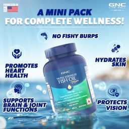 GNC 1500 Mg Triple Strength Fish Oil Mini Omega 3 Softgels For Men & Women| 60 Mini Softgels | 540 MG EPA & 360 MG DHA | Improves Memory | Protects Vision | No Fishy Burps | For Men & Women |Formulated In USA image 2