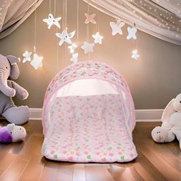 AMARDEEP Toddler Mosquito and Insect Protection Net/Mattress Pink Teddy Print 70 * 40 cms image 2