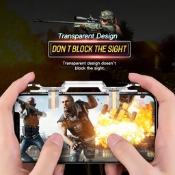 FKU Rock Mobile Game Controller Trigger Aim Button [1PAIR] & [2PAIR] Finger Sleeve Joystick (Clear, for Mac OS, PC) (1 TRIGGER + 2 PAIR SLEEVE) image 2