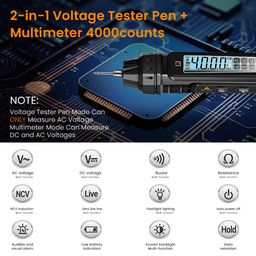 serplex Serplex® Digital Multimeter Non Contact Voltage Tester Meter Digital 4000 Count AC/DC Voltage Tester, Current Meter, Non-Contact Voltmeter Sensor, Live Wire Detection, Resistance(Battery NOT INCLUDED) image 3