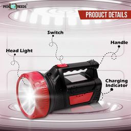 Pick Ur Needs Rechargeable Torch Search Light Laser Long Range Torch + Emergency Lights Tube (Color As per The Availablity) (50 Watt) image 4