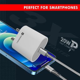 Portronics Adapto 20 Type C 20w Charger for Android,iPhone 14/14 Plus/ 14 Pro/ 14 Pro Max, iPhone 13/13 Pro/13 Pro Max/13 Mini, 12/12 Mini/ 12 Pro Max, iPhone 11 Series with PD 3.0 (White) image 2