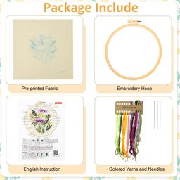 hasthip HASTHIP® Cross Stitch Embroidery Kit for Beginners with Pattern and Instructions, DIY Fabric Embroidery Starter Kit Cross Stitch Kit with Color Yarns, Needles, 20cm Dia Embroidery Hoop, Instruction image 2
