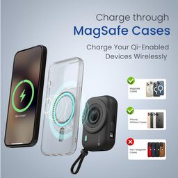 Portronics Power Shutter 10000mAh 15W Magnetic Wireless Fast Charging Powerbank with in-Built Type C & 8 Pin Cable, 22.5W Type C PD Output, Type C Bidirectional Port, LED Display (Black) image 3