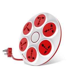 Goldmedal 360 Degree Power Strip (White) Pack Of 1, 6-Outlet International Sockets, 3-Pin 2 Meter Cable, Master Switch With Led Light Indicator And Overload Protector For Home & Office,240Volts image 1