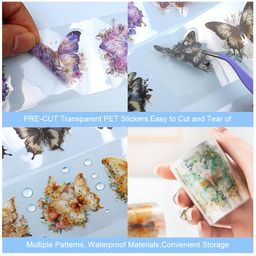 hasthip HASTHIP® 6 Rolls Floral DIY Scrapbooking Decorative Tapes, Washi Tape Stickers Floral Tapes PET Transparent Aesthetic Tapes Sticker for Journal Making, Scrapbooking, DIY Art and Craft image 4