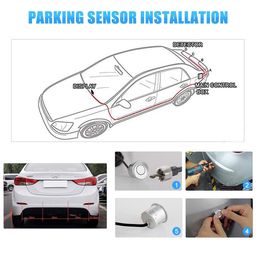Dhanvine Car White Reverse Parking Sensor with LED Display Buzzer and Control Box Radar Beep Sound Alert System Auto Object Detector Compatible with BMW X6 image 2