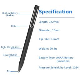 mgkesosp Stylus Pen for Microsoft Surface, Palm Rejection, Compatible with Surface Pro X/8/7/6/5/4/3, Surface Book 3/2/1, Surface Go3/2/1, Surface Laptop with1024 high Pressure Sensitivity (Black) image 3