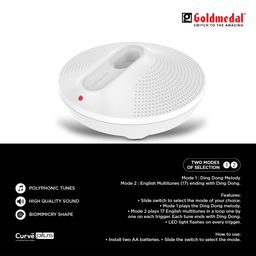 Goldmedal G-Shell Polyphonic Door Bell | Unique Design | With 4 Mode Selection | High Quality Sound | (White)- (Pack of 1) image 2