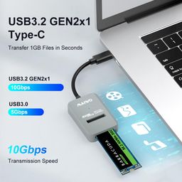 M.2 NVMe to USB Adapter, USB C PCIe Dock, USB3.2 GEN2x1 10Gbps With UASP Trim, 4TB Capacity, Tool-Free Lay-Flat SSD Enclosure Reader image 3