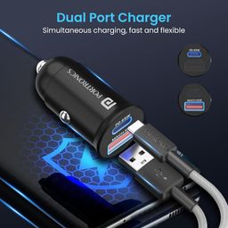 Portronics 65 Watts Car Power 65 Dual Output Fast Car Charger with 100W Type-C Cable (2m), 65W Type-C PD & 18W USB, Charging Adapter Compatible with Cars for iPhone & Android Smartphone, Laptop(Black) image 2