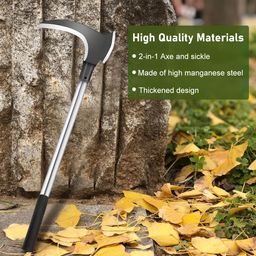 hasthip HASTHIP® Carbon Steel Axe Tool - Axe for Wood Cutting - Gardening Sickle Axe Tool for Cutting Grass - 52 CM Weed Remover Tool with Handle - 2 In 1 Grass Removing Tool for Chopping, Harvesting, Pruning image 4