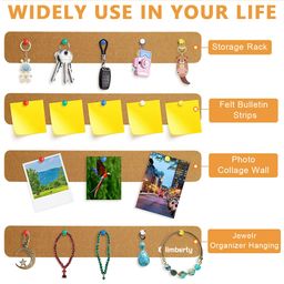 climberty 5 Pack Felt Bulletin Board, Felt Message Board with 35pcs Drawing Pins, Self-Adhesive Lightweight Bulletin Board Strips for Paste Notes, Photos, Schedules (Brown) image 3
