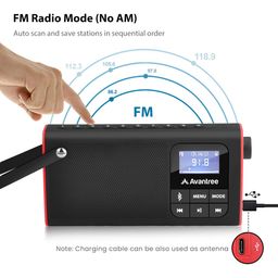 Avantree Portable Bluetooth Speaker with FM Radio and SD Card Player, Auto Scan and Save Station with One Click Entry, Replaceable Battery, six EQ image 2