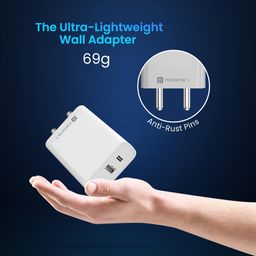 Portronics Adapto 70 33W Fast Charger Adapter with Dual Output (USB + Type C) Supports PPS Charging Via Type C Port, 27W Dash, Warp 27W, Dart, Super Dart 27W(White) image 5