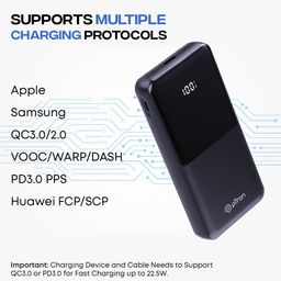 pTron Dynamo Power 20000mAh 22.5W Super Fast Charging Power Bank with Quick Charge & 20W Power Delivery, Built-in Charging Cables, 4 Outputs, Type-C Input/Output Port & LED Battery Display (Black) image 5