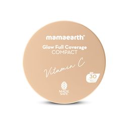 Mamaearth Glow Full Coverage Compact For All Skin Types Spf 30 For Up To 3X Instant Glow-9 G Even Toned Complexion Mattifying Up To 16-Hour Oil Control & Sweat-Resistant (Creme Glow),Cream image 1